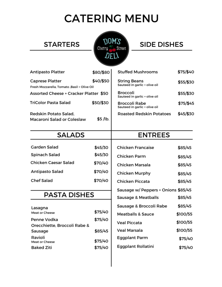 Catering Dom's Cherry Street Deli
